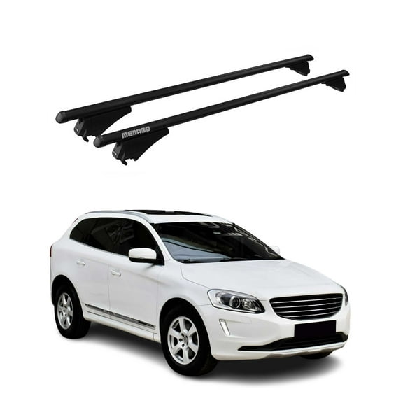 OMAC Top Roof Racks Cross Bars for Volvo XC60 2014-2017 Black Aluminium 2 Pcs Anti-Theft for Travel Kayak Canoe Surf Ski Snowboard Camping