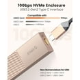 thumbnail image 6 of ORICO 10 Gbps m.2 NVME SSD Enclosure Adapter with 2-in-1 Cable,USB 3.2 Gen 2 to PCI-E M-Key/(B+M) Key Type C Tool Free Aluminum Enclosure Support UASP Trim for NVME/SATA SSDs 2242/2260/2280, 6 of 7