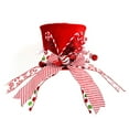 thumbnail image 1 of Festive Christmas Tree Topper Hat Foldable Design Red Christmas With Bow Candy Cane Decoration Washable Cloth Holiday Ornament, 1 of 9