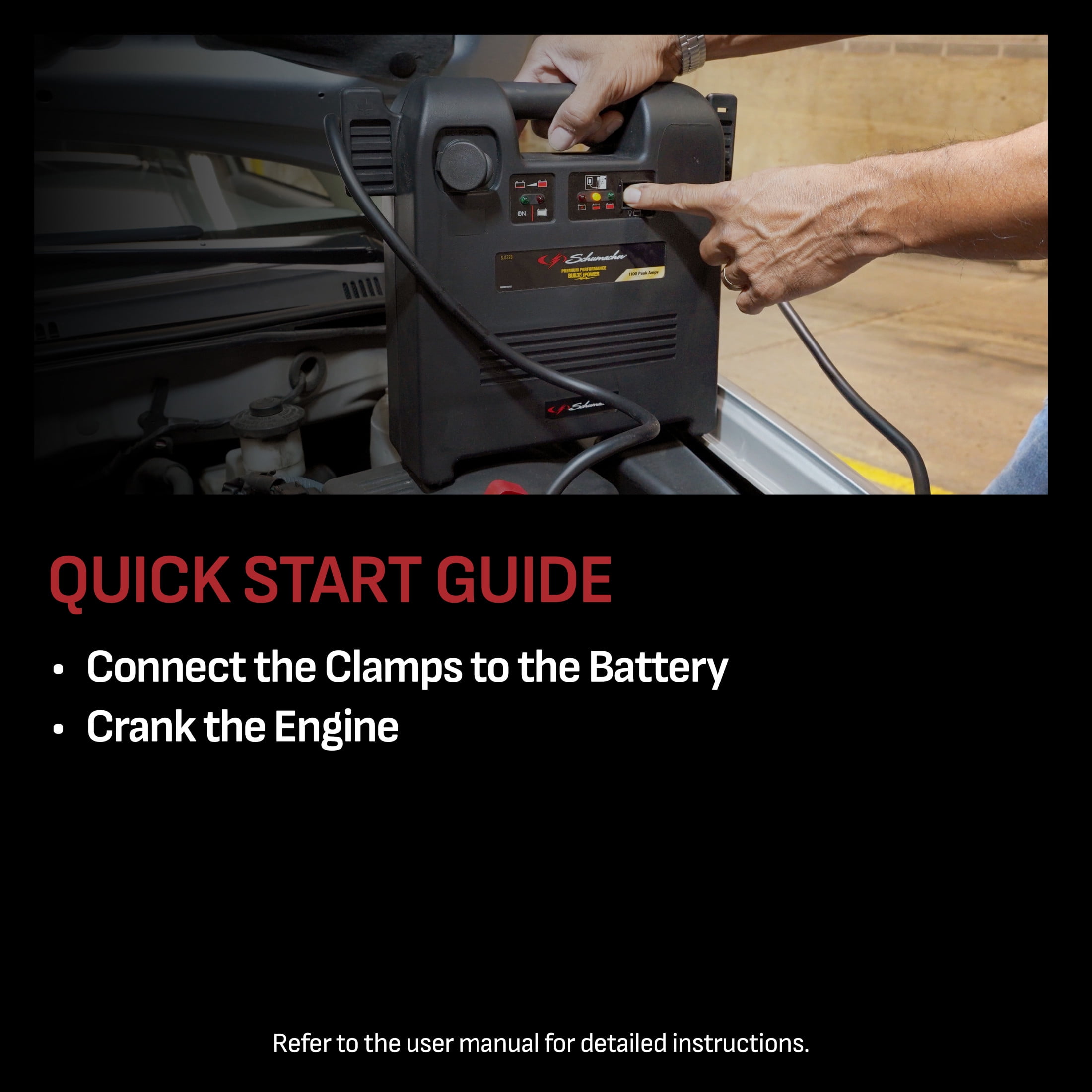 Schumacher Electric 1100A Car Battery Jump Starter and Power Station, 12V DC Charging, 12V Sport, Auto, and Marine Batteries, SJ1328