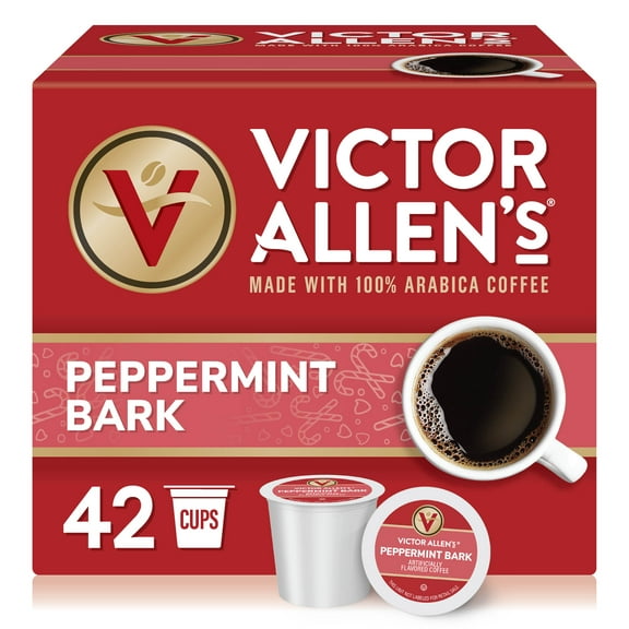 Victor Allen's Coffee Peppermint Bark, Medium Roast, 42 Count, Single Serve Coffee Pods for Keurig K-Cup Brewers