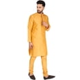thumbnail image 5 of SKAVIJ Men's Kurta Pajama Set Art Silk Ethnic Wear Dress Gold S, 5 of 6