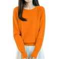 thumbnail image 4 of Round Neck Pullover Sweaters for Women,Long Sleeve Loose Knit Tops,Lightweight Casual Wear with Lace Up Design Tops 2026 Saffron L, 4 of 6