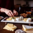 thumbnail image 4 of Marble Charcuterie Board Display White Cheese Cutting Footed Stand Tray with Wooden Feet for Vanity, Kitchen and Serving, or as a Gatherings Elegant Cheese Board Gift, 4 of 4
