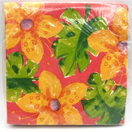 Summer Splash Tropical Fish Ocean Floral Luau Beach Pool Party Beverage Napkins