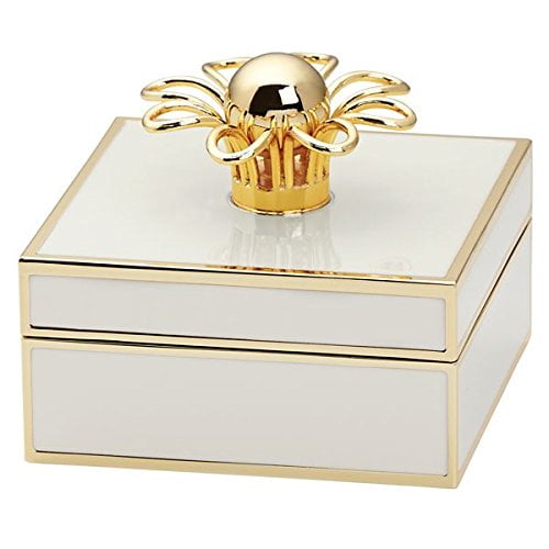 kate spade new york Keaton Street Cream Jewelry Box, Metal with Gold  Accents 