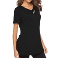 thumbnail image 3 of Uhndy Women Tops V Neck Summer Casual Tshirts Short Sleeve Tunic Blouse Solid Color Slim Fit Tee Shirts, 3 of 4