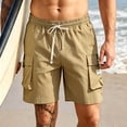 thumbnail image 5 of Sheghy Work Pants for Men 100%Cotton Men's Solid Color Casual Sports Elastic Waist Drawstring Pocket Cargo Shorts, 5 of 9