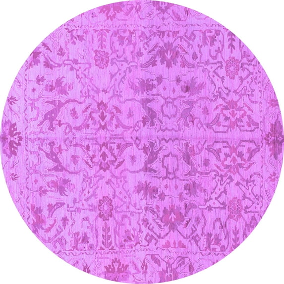 Ahgly Company Indoor Round Oriental Purple Traditional Area Rugs, 7' Round