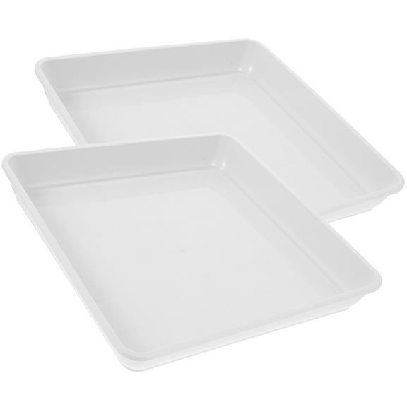 2 Pcs Square Flower Pot Saucer Succulent Plants Pots Tray White