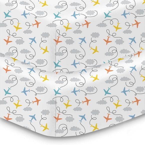 BreathableBaby Drap-housse en percale de coton, pour matelas de lit de bébé et de tout-petit de 52 po x 28 po/132 x 71 cm (paquet de 2)