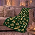 thumbnail image 6 of Christmas Stockings Bells Wreaths and Holly on Green, Festive Folk Art Style for Holiday Lovers, Warm Flannel Blanket for Living Room and Family Room, Christmas Gift, Home Decor, 6 of 9