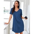 thumbnail image 2 of EKOUAER Nightgowns for Women Bamboo Viscose Sleep Shirts Short Sleeve Night Shirts Casual Sleep Dress Soft Sleepwear, 2 of 6
