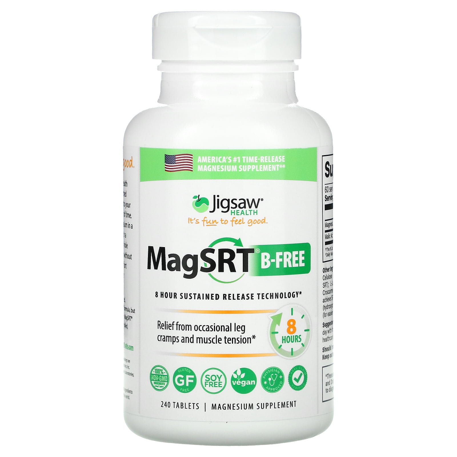 Jigsaw Health MagSRT BFree, TimeRelease Magnesium, 240 Tablets