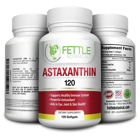 Astaxanthin 120 Softgels 10mg Supplement Strong Carotenoid by Fettle (Best Mixed Carotenoid Supplement)