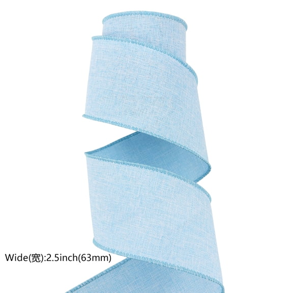 Firefly Hope 2.5 Inch Solid color Wired Edge Ribbon, 10 Yards Farmhouse Plaid for Xmas Tree Bow, Wreath & Gift Wrapping, Blue