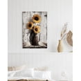 thumbnail image 4 of VELVET Sunflower Pictures Farmhouse Wall Art: Rustic Sunflower Paintings Canvas Wall Art for Kitchen,Yellow Sunflowers Vintage Poster Hanging Country Wall Decor for Home Living Room 16x20inch Framed, 4 of 7