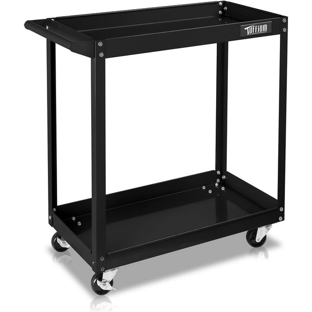 TUFFIOM 2 Tier Rolling Tool Cart 220lbs Capacity Steel Service Utility Cart Tool Storage