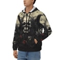 thumbnail image 3 of Zufioo Vintage Winged Rose Skull Print Men's Hooded Cardigan, Zip-up Long-Sleeved Sweatshirt Jacket Sportswear-Large, 3 of 5