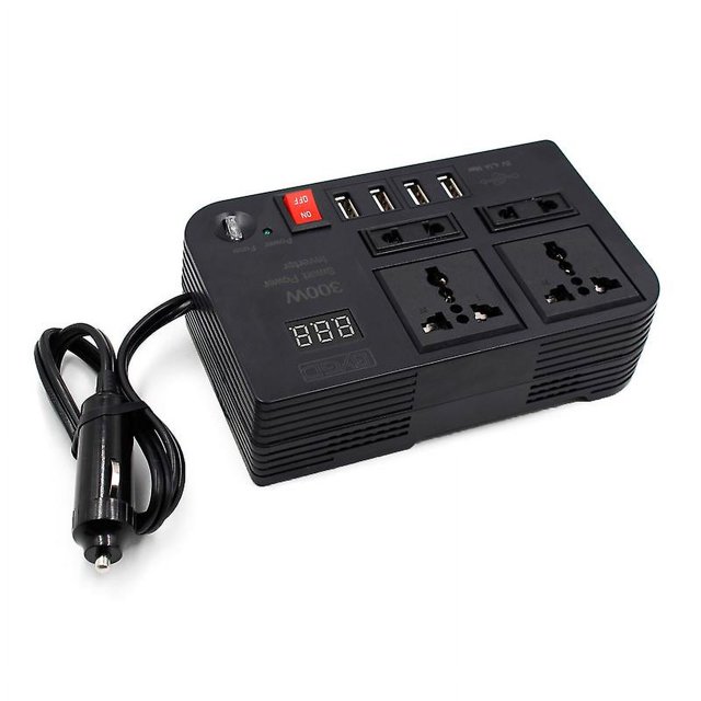 7.25 inch Inversor de coche de 300w para CC 12v a CA 220v convertidor de potencia más ligero para cigarrillos de coche 4 U