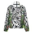 thumbnail image 6 of Jackets for Women Winter Coat Jackets Flannel Stand Collar Jacket(Snow Leopard Lush Jungle Paradise,Size:S-4XL), 6 of 7