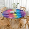 thumbnail image 3 of Colorful Tie Dye Pattern Round Fitted Tablecloth with Elastic Edge,Dining Table Cover Waterproof,Outdoor Round Tablecloth for Camping,Dining,Indoor and Outdoor, 3 of 7