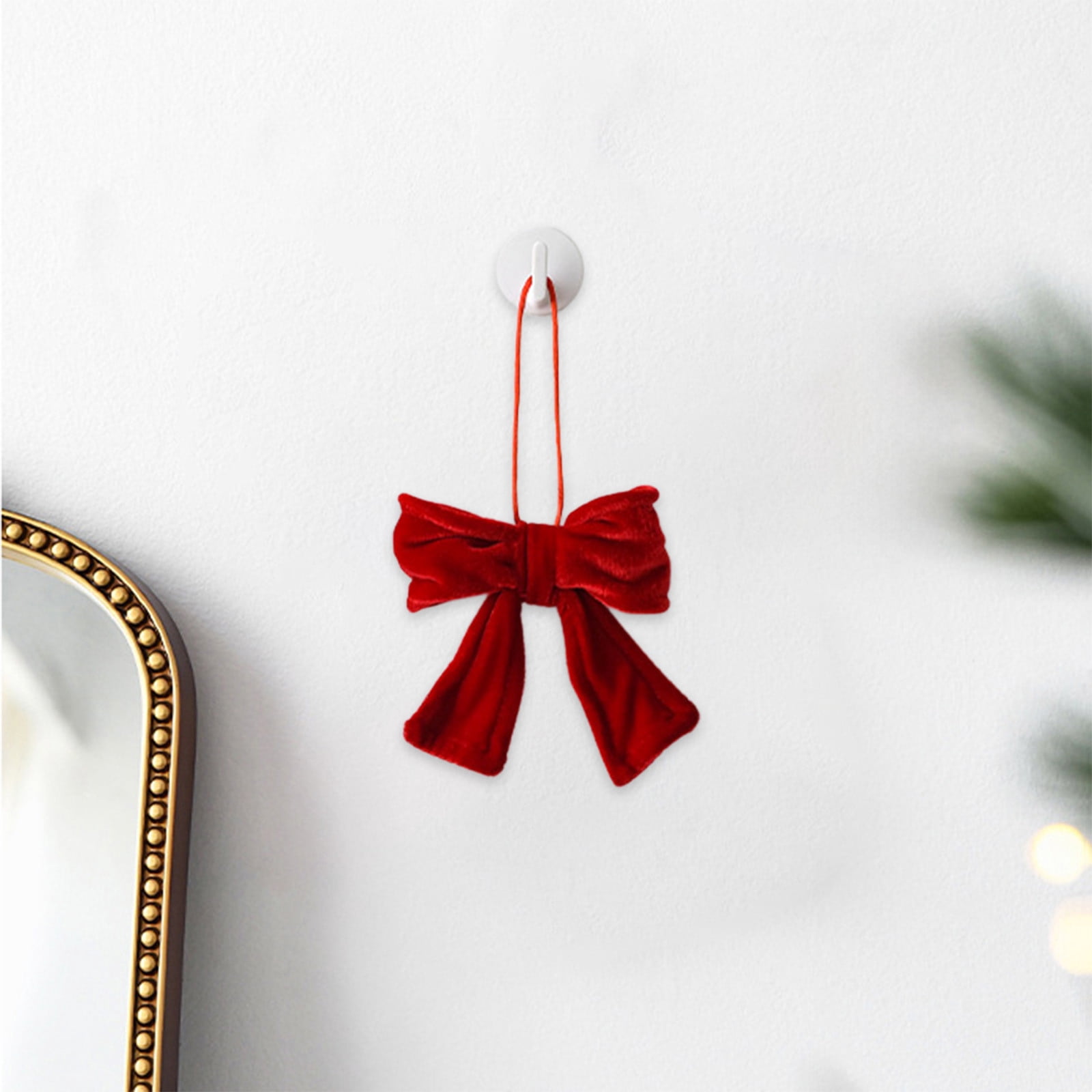 Red Velvet Bows For Christmas Tree,Set of 2 Red Velvet Wreath Bows,Christmas Bows Xmas Decorative Ties,Bow Ornaments Wreaths Twist-Tie Bow for Gift-Wrapping,Festive Winter Decor,Home Party (Red,S)