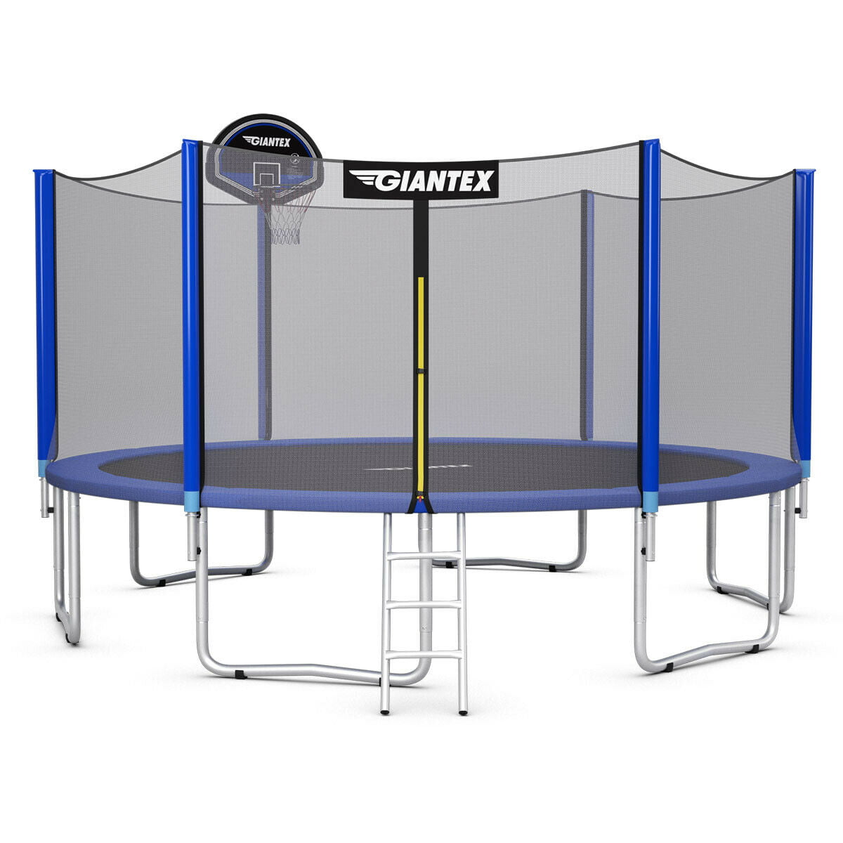 Giantex 12/14/15/16FT Trampoline Combo Bounce Jump Safety Enclosure Net W/ Basketball Hoop Ladder