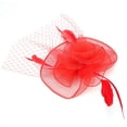 thumbnail image 2 of Bridal Wedding Birdcage Feather Hair Accessory Red Fascinator, 2 of 8