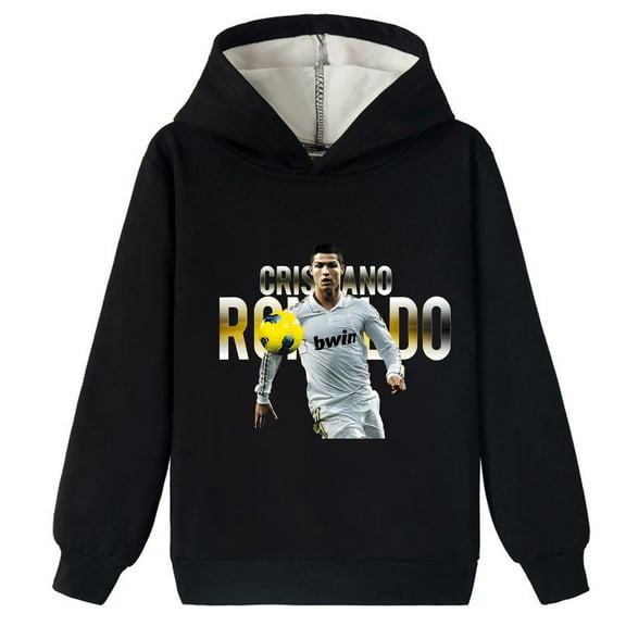 Boys Girls Cristiano Ronaldo Style Brushed Hooded Tops - Warm, Soft and Fashionable for Winter