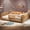 Natural +Queen, variant on Queen Size Floor Bed with Guardrail and Bookshelf, Montessori Bed with Led Lights, Childlike and Farm Style Design, Natural