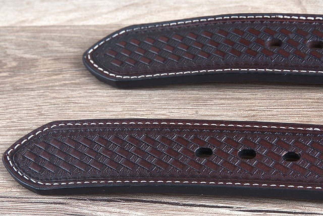 Rustic Brown Western Cowboy Belt Elephant Print Leather Cinto