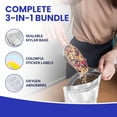 thumbnail image 2 of 60-Pack 14 Mil Mylar Bags with Oxygen Absorbers, Gusseted 5 Gallon(10), 1 Gallon(20) & 1 Quart(30) Bags with 2500cc, 500cc & 300cc OA - Resealable Mylar Bags for Food Storage with Colourful labels, 2 of 5
