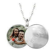 Sterling Silver Plated Sliding Photo Locket, Love