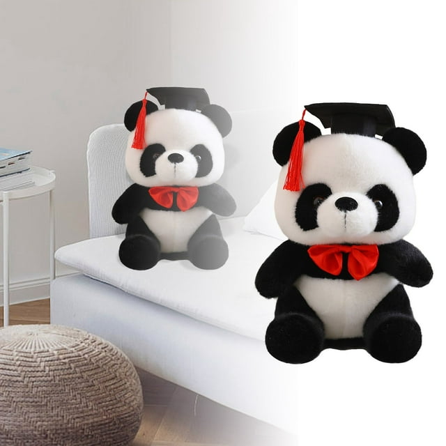 BKER Graduation Memorial Plush Toy Gift Doctor Bow Panda Doll Bow Panda Plush Toy Graduation Gift