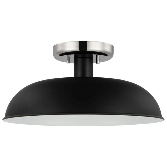 Nuvo Lighting Colony - 1 Light - Small Semi-Flush Mount Fixture - Matte Black with Polished Nickel