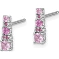 thumbnail image 2 of Sterling Silver Rh-Plated .52Cr Pink Sapphire/.03Cr White Sapphire Earrings (Width 3) (Length 10.3) - Jbsp, 2 of 5