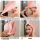 thumbnail image 3 of Gorro de ducha grueso para mujer, absorbente de agua de secado rápido, color diente de sangre + marrón, 2 piezas, 3 of 4