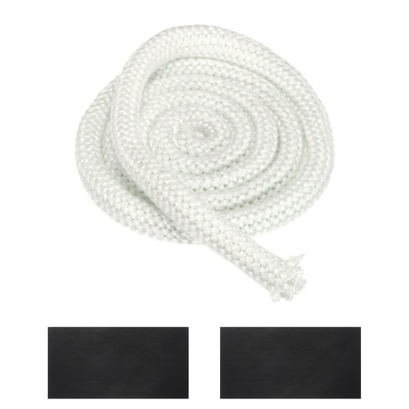 1" x 79" Wood Stove Gasket Kit, Fiberglass Round High-Temperature Resistance Seal Rope Replacement with 4pcs Joint Tapes for Stoves Fireplace Door, White