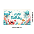 thumbnail image 3 of Colorful Underwater Animals Happy Birthday Banner for Kids Party Room Decoration Celebration Event, 3 of 7