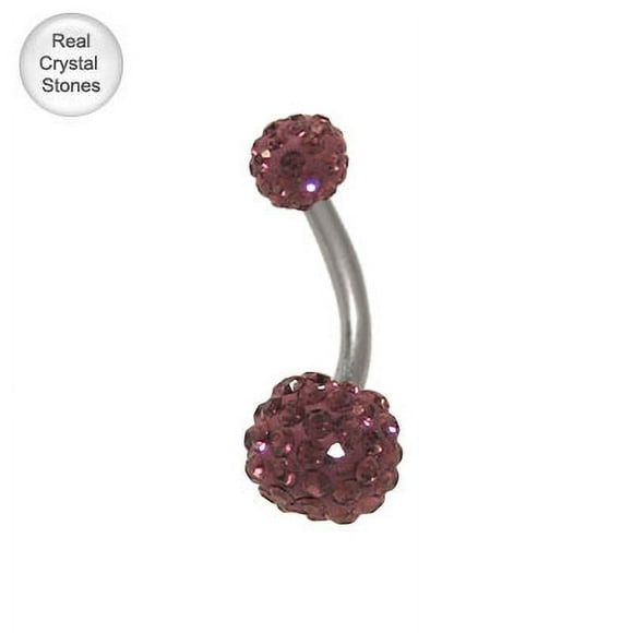 14 gauge Purple Swarovski Crystal Ferido Belly Button Ring