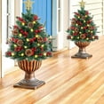 thumbnail image 6 of Solar Powered Artificial Christmas Tree Urn Filler Outdoor Decor with LED Lights Lighted Pine Cones Red Berries for Holiday Planters Pathway Driveway Yard Home Decoration Weather Resistant, 6 of 7