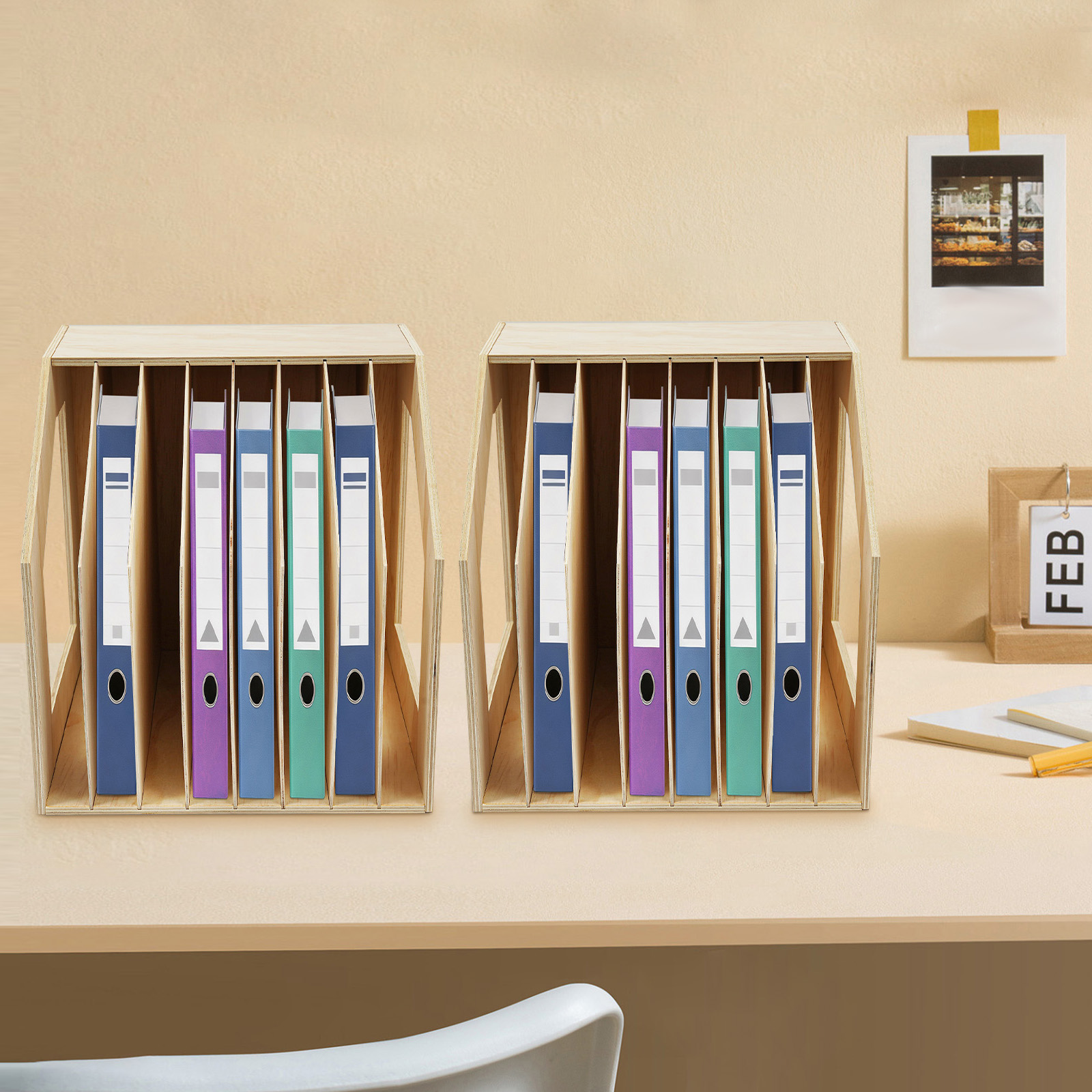 2 Pieces Desktop File Holder, 8 Slots Paper Filing Holder, Paper Storage Filing Organizer, Each Product Size: 33*25*35cm/12.99*9.84*13.78in