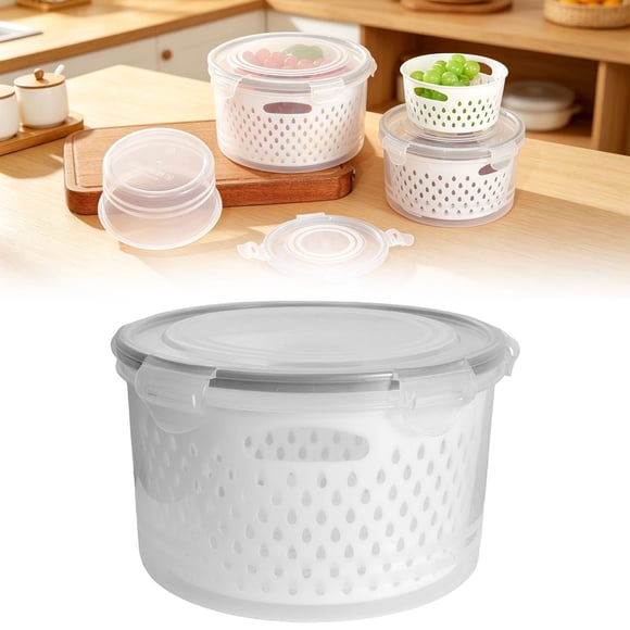 Storage Container Storage Containers For Fridge Household Transparent Plastic Storage Box Including Drain Basket Soak Wash Drain And