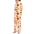 thumbnail image 4 of Womens Halloween Pajamas Theme Full Printed 2 Pc Long Sleeve Pocket Button Down Lapel Shirts Loose Casual Pants Soft Fall Winter Silk Nightwear Cute Comfy Womens Loungewear Set Beige M, 4 of 7