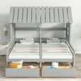 thumbnail image 2 of Twin Wood House Double Platform Beds with for Kids, Gray, 2 of 10