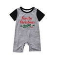 thumbnail image 3 of REORIAFEE Matching Pajamas for Family Christmas 1 Piece Baby Loungewear Short Sleeve Jumpsuit Plaid Soft Lightweight Sleepwear Gray 3-18 Months, 3 of 6