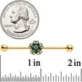 thumbnail image 2 of Body Candy Womens 14G PVD Stainless Steel Helix Cartilage Earring Green Flower Industrial Barbell 1 1/2", 2 of 2