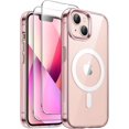 thumbnail image 1 of wqlpp-3 in 1 Magnetic Case for iPhone 13 6.1-Inch with 2 Pack Tempered Glass Screen Protectors, Compatible with MagSafe, Shockproof Bumper Phone Cover (Pink), 1 of 4
