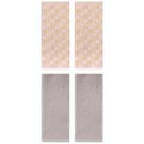 Unique Bargains 4 Pcs Soft Waffle Design Hand Towel Camel/Yellow 13" x 30"/13" x 28"